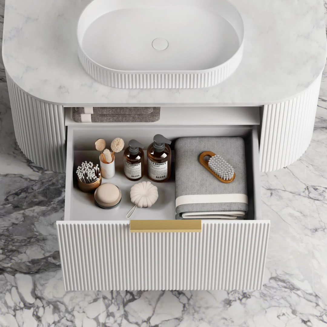 Bondi White Fluted Vanity 900mm
