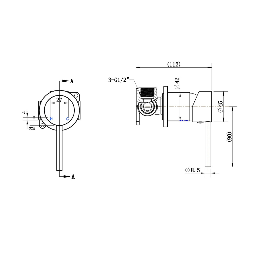 Star Mini Shower Mixer 60mm Chrome