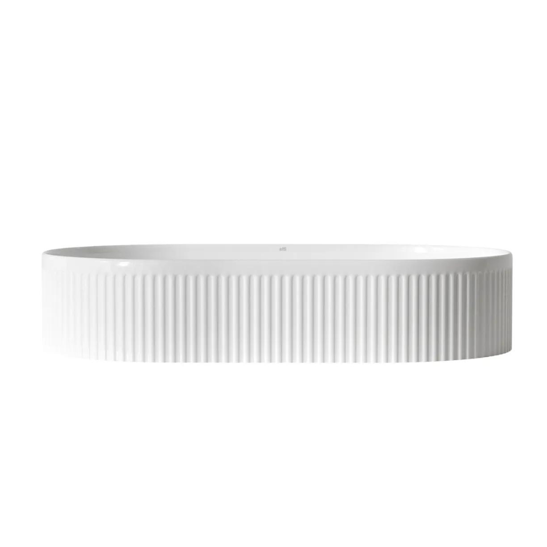 Oval Fluted Gloss White Basin 560x350mm