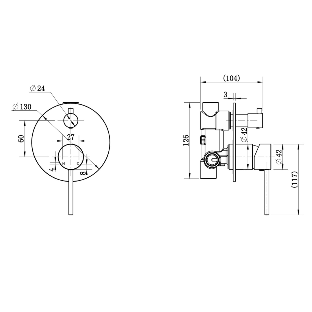 Star Mini Diverter Shower Mixer Brushed Bronze