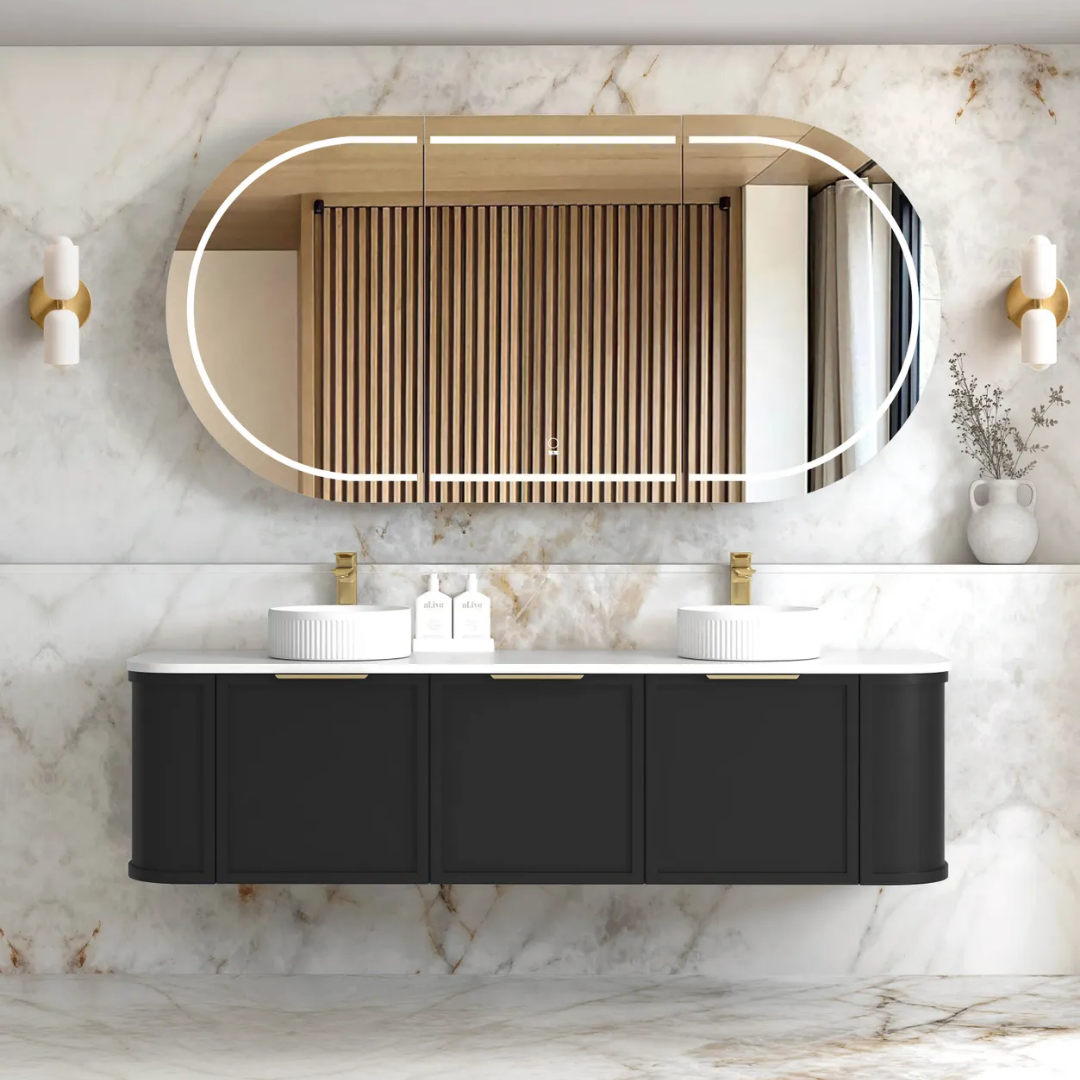 Hampshire Satin Black Vanity 1800mm