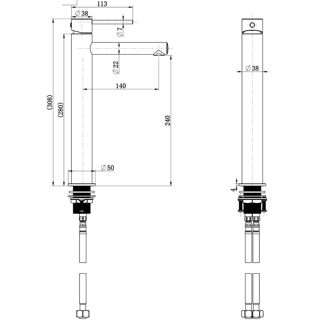 Star Mini High Rise Basin Mixer Polished Brass