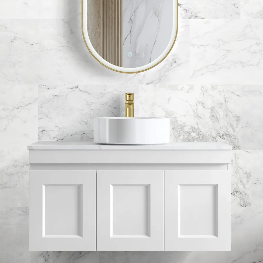 Hampton Satin White Vanity 900mm