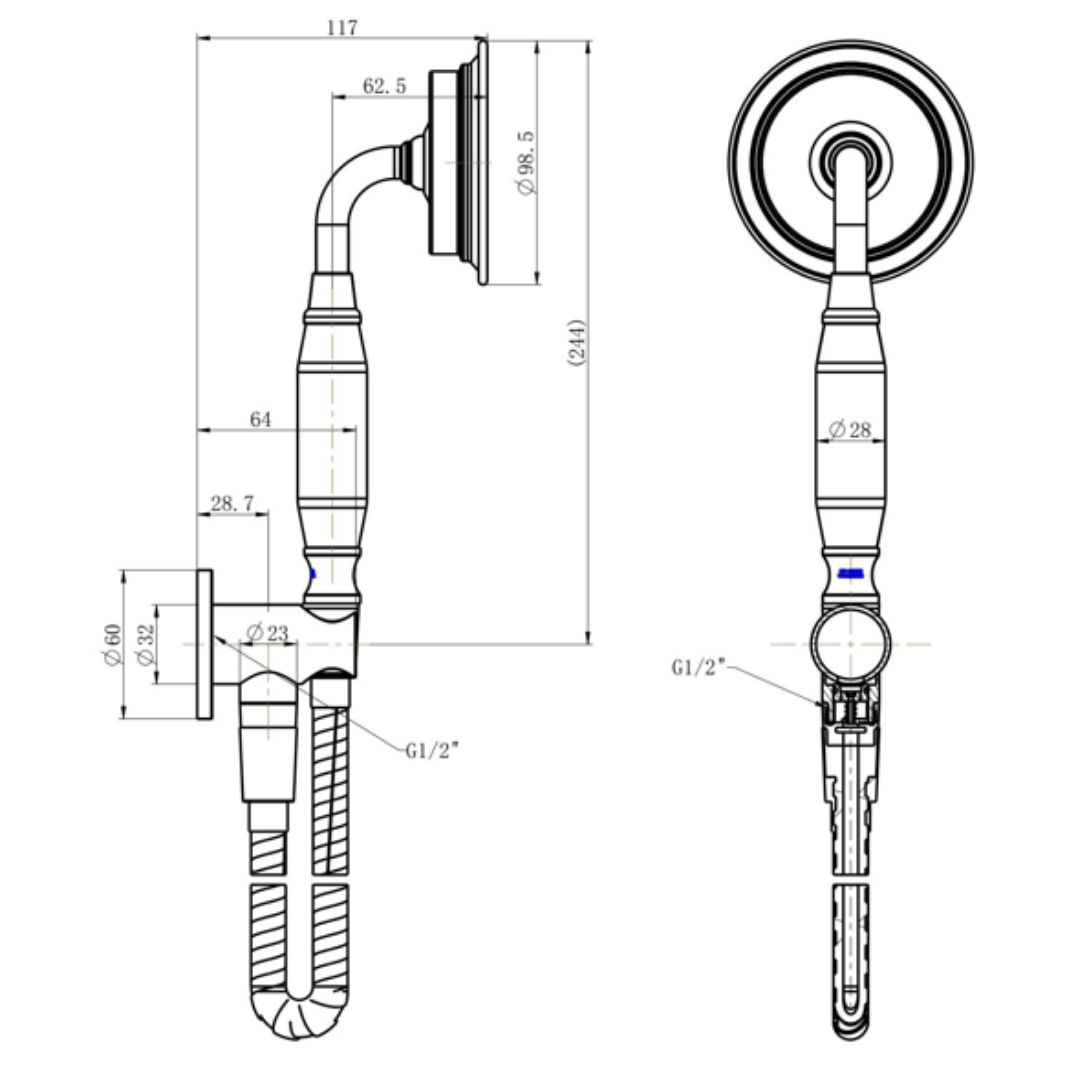 Montpellier Hand Shower on Bracket Chrome