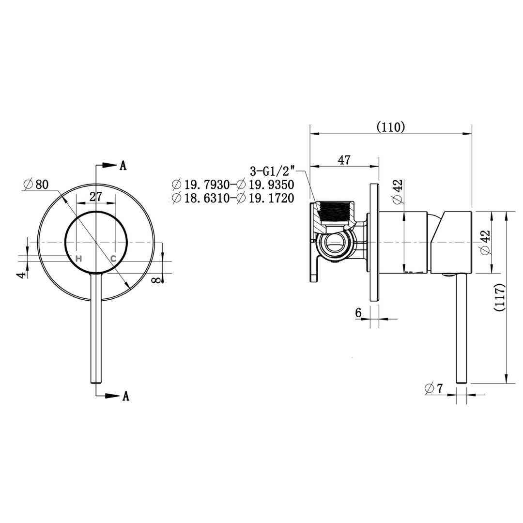 Star Mini Shower Mixer 80mm Chrome
