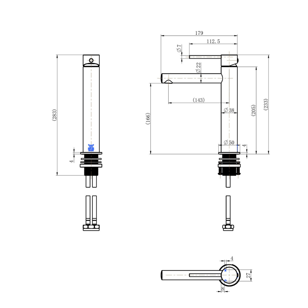 Star Mini Basin Mixer (Knurled Handle) Chrome