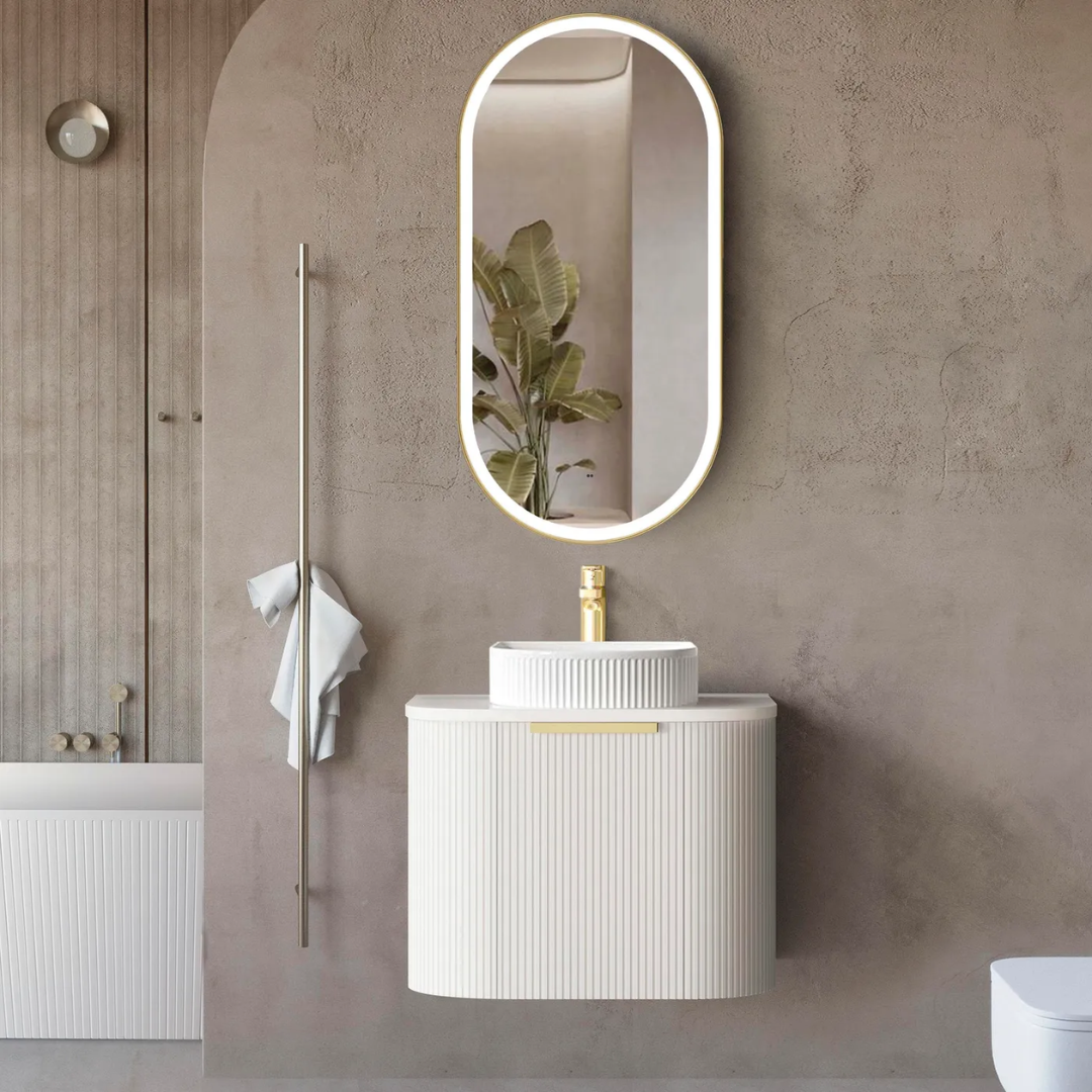 Bondi White Fluted Vanity 600mm