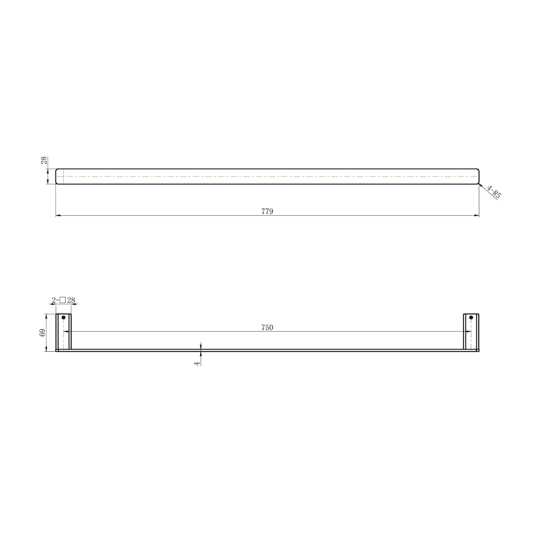 Nova Double Towel Rail 750mm Gun Metal
