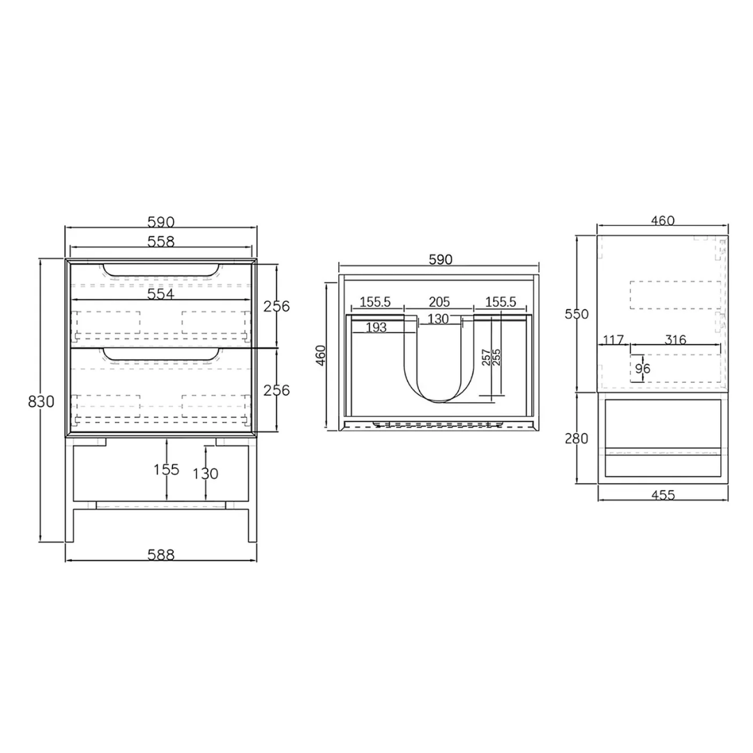 Byron Natural Oak Vanity 600mm