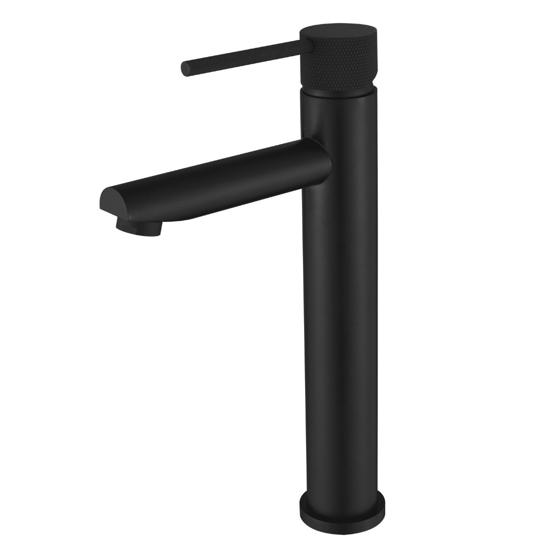 Star Mini High Rise Basin Mixer (Knurled Handle) Matt Black