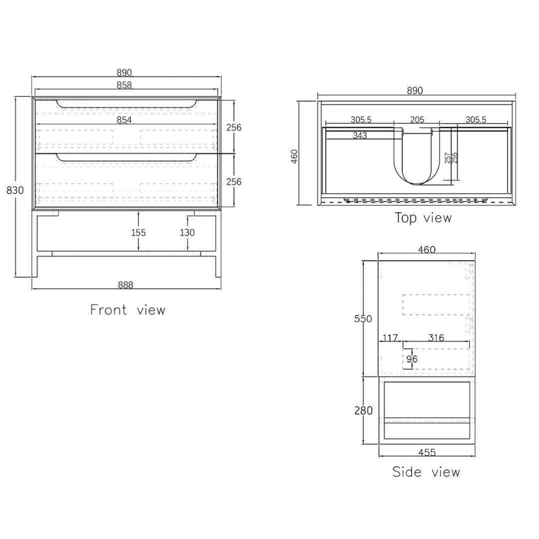 Byron Black Oak Vanity 900mm