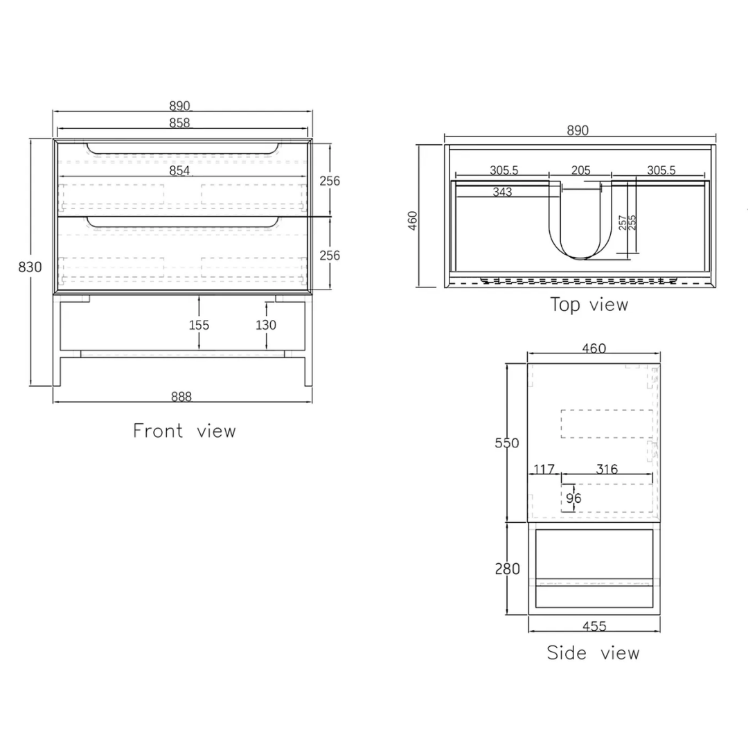Byron Natural Oak Vanity 900mm