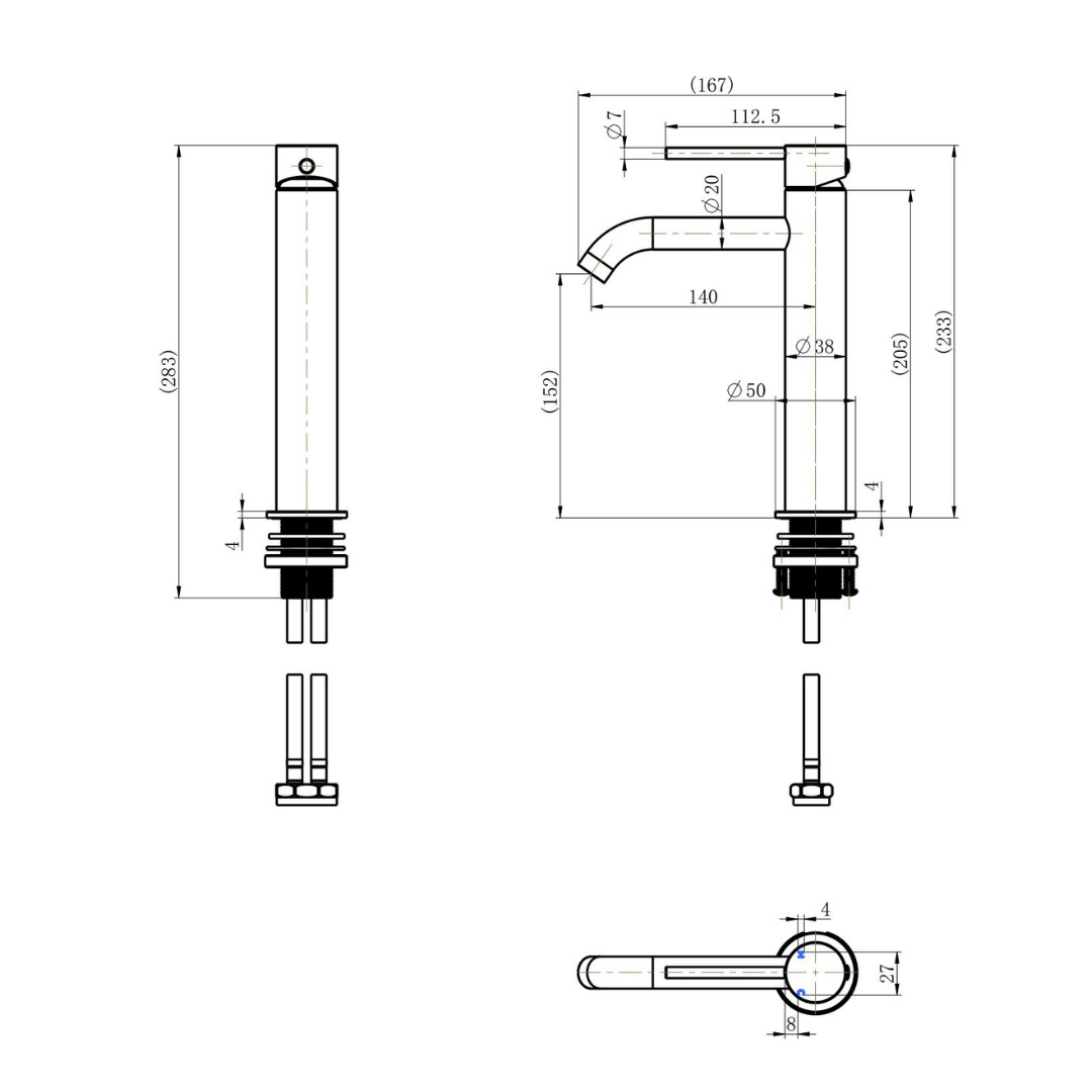 Star Mini Basin Mixer Curved Spout Brushed Bronze
