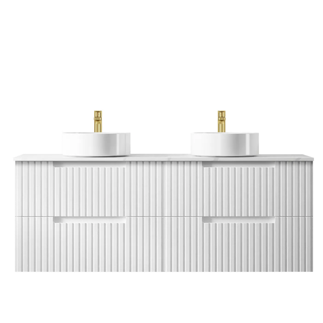 Noosa Wave Satin White Vanity (Double Basin) 1500mm