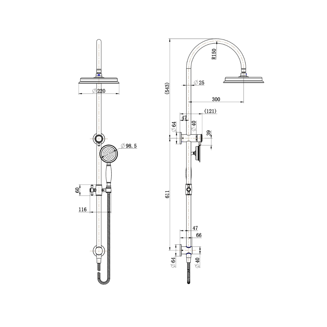 Montpellier Shower Column Set Matt Black