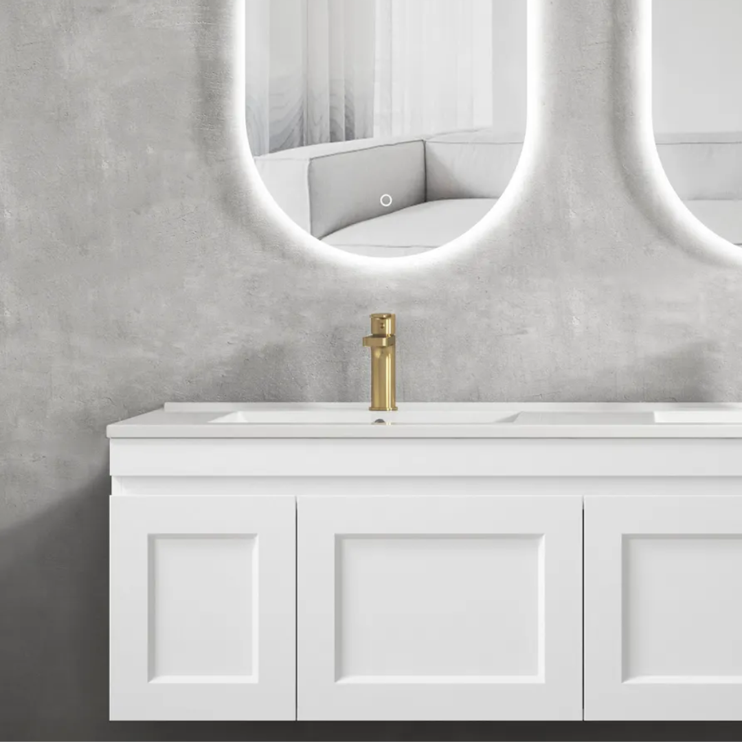 Hampton Satin White Vanity (Double Basin) 1500mm