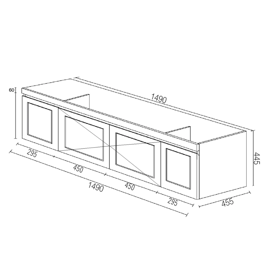 Hampton Satin White Vanity (Double Basin) 1500mm