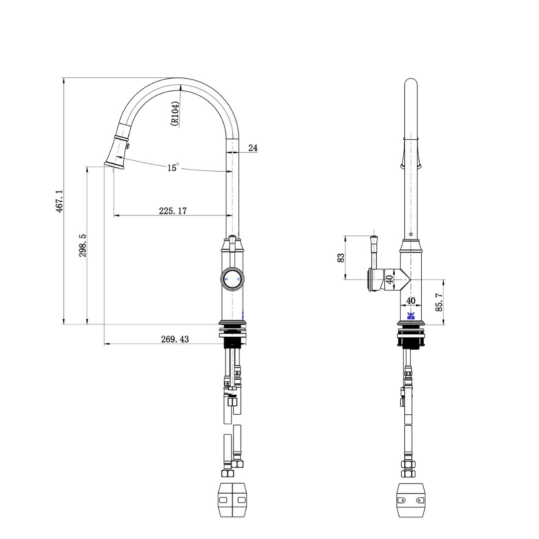 Montpellier Pull Out Kitchen Mixer Matt Black
