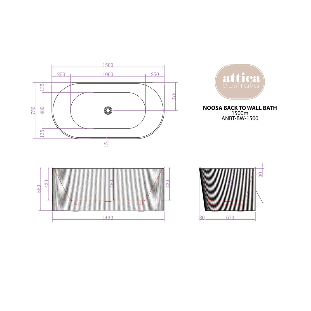 Noosa Bath Matt White 1500mm