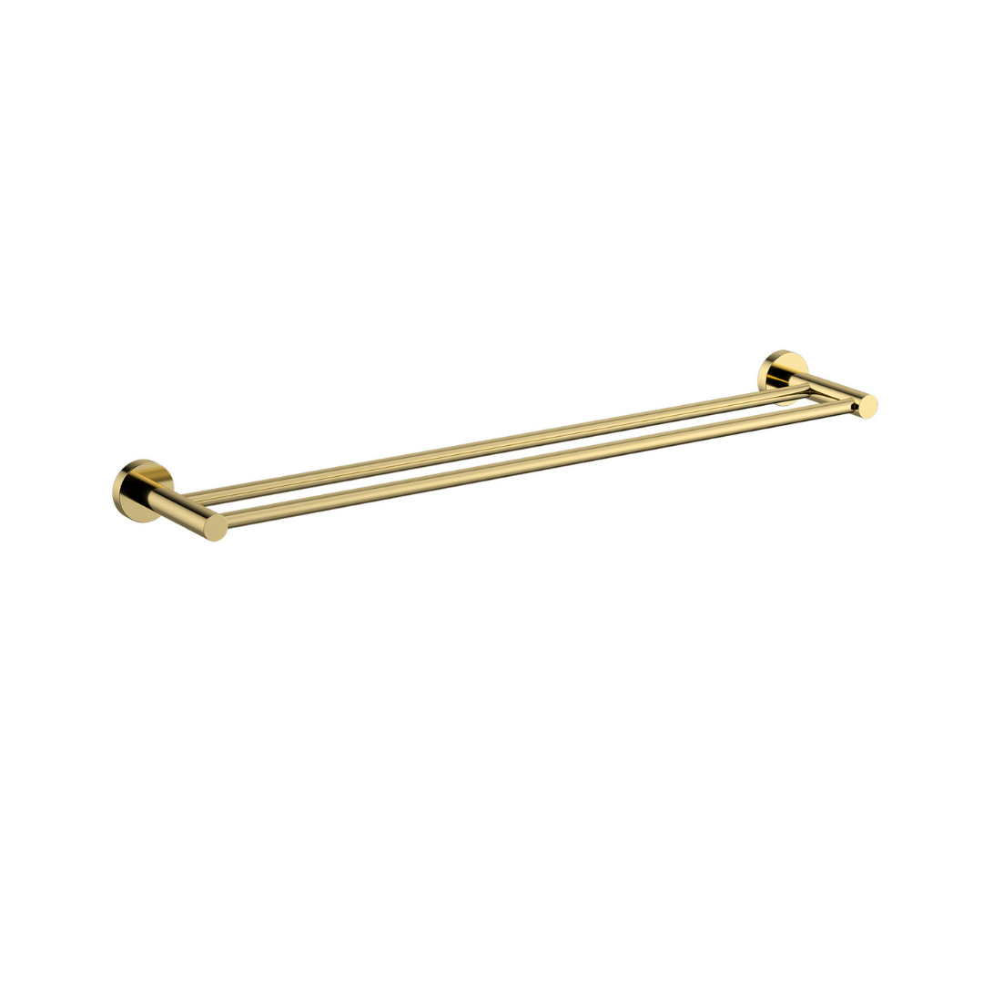Mirage Double Towel Rail 600mm Polished Brass