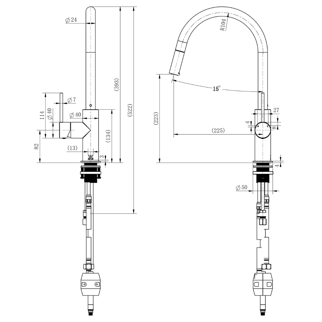 Star Mini Pull Out Kitchen Mixer Brushed Bronze