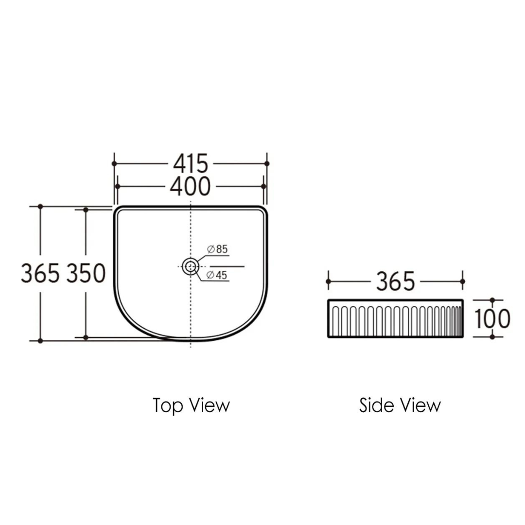 Arch Fluted Matte White Basin 415x365mm