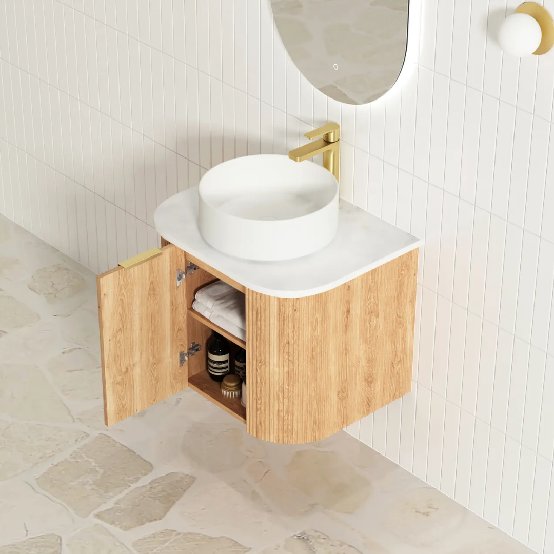 Bondi Oak Fluted Vanity 600mm