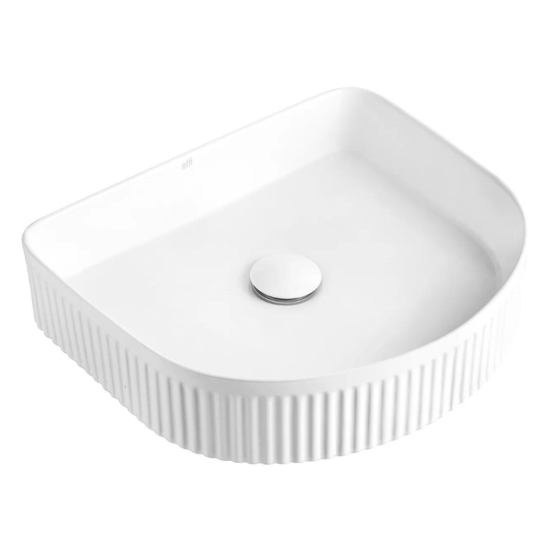 Arch Fluted Gloss White Basin 415x365mm