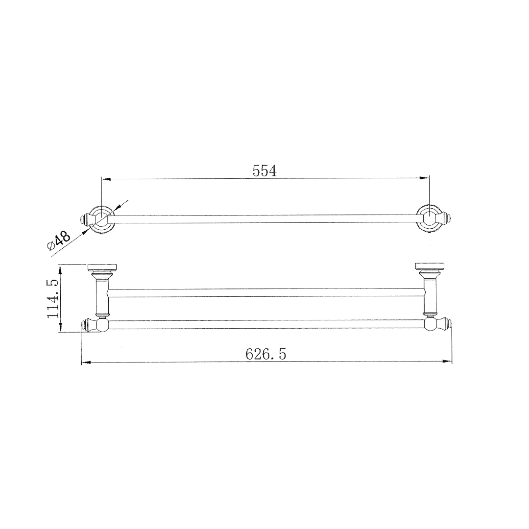 Medoc Double Towel Rail 600mm Brushed Nickel