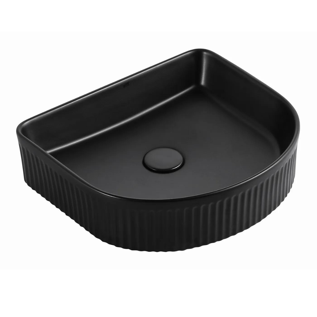 Arch Fluted Matte Black Basin 415x365mm
