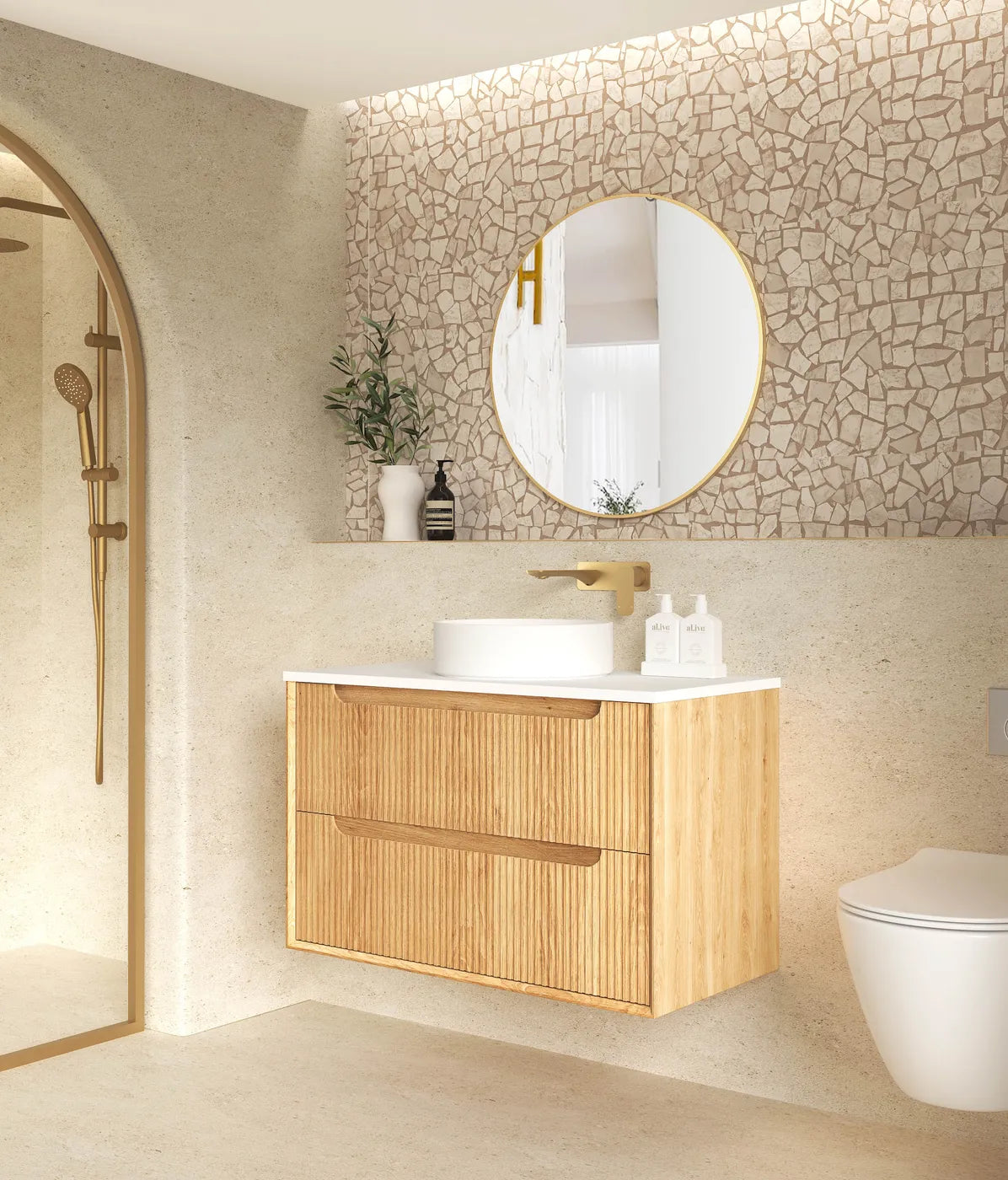 Fluted Byron Woodland Oak Vanity 900mm