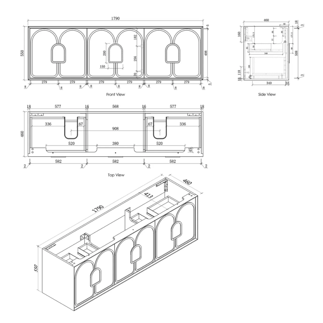 Laguna Black American Oak Vanity 1800mm