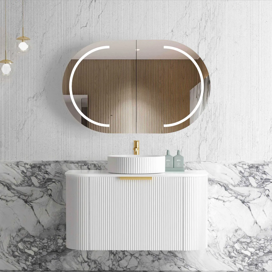 Bondi White Fluted Vanity 900mm