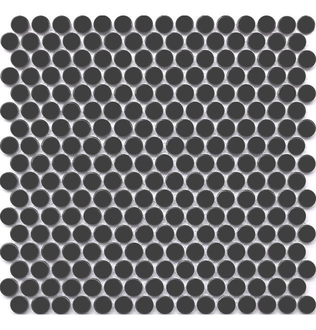 Luxe Penny Round Mosaic Matt Black 309x315mm