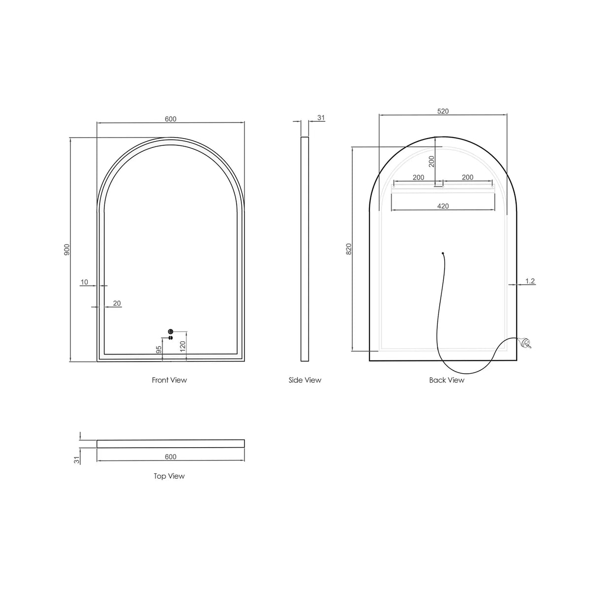LED Archie 900x600 Mirror