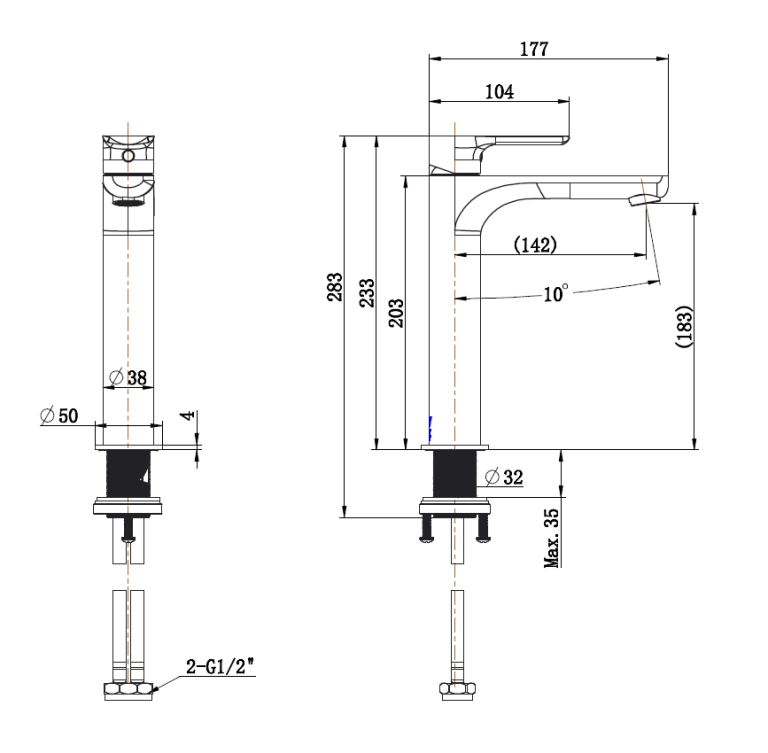Nova Mid Rise Basin Mixer Brushed Bronze