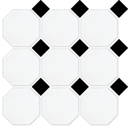 Octagon Matt White and Matt Black Dot 297x297mm