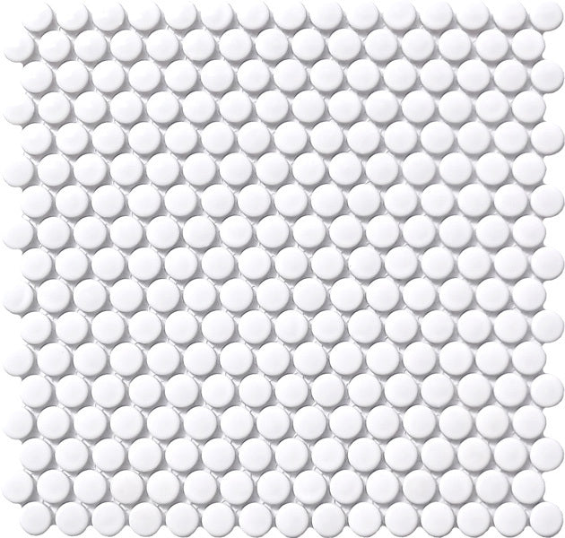 Luxe Penny Round Mosaic Gloss White 309x315mm