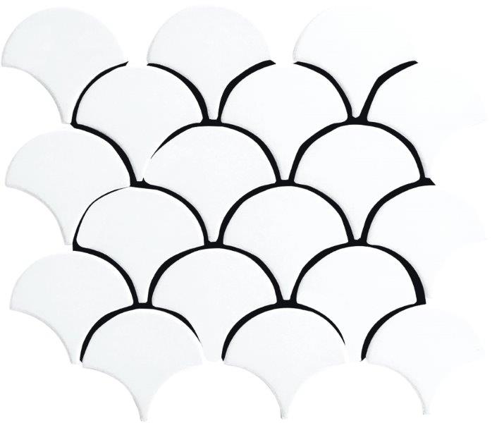 Luxe Fishscale Mosaic Gloss White 255x219mm