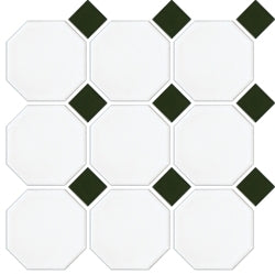 Octagon Matt White and Matt Green Dot 297x297mm