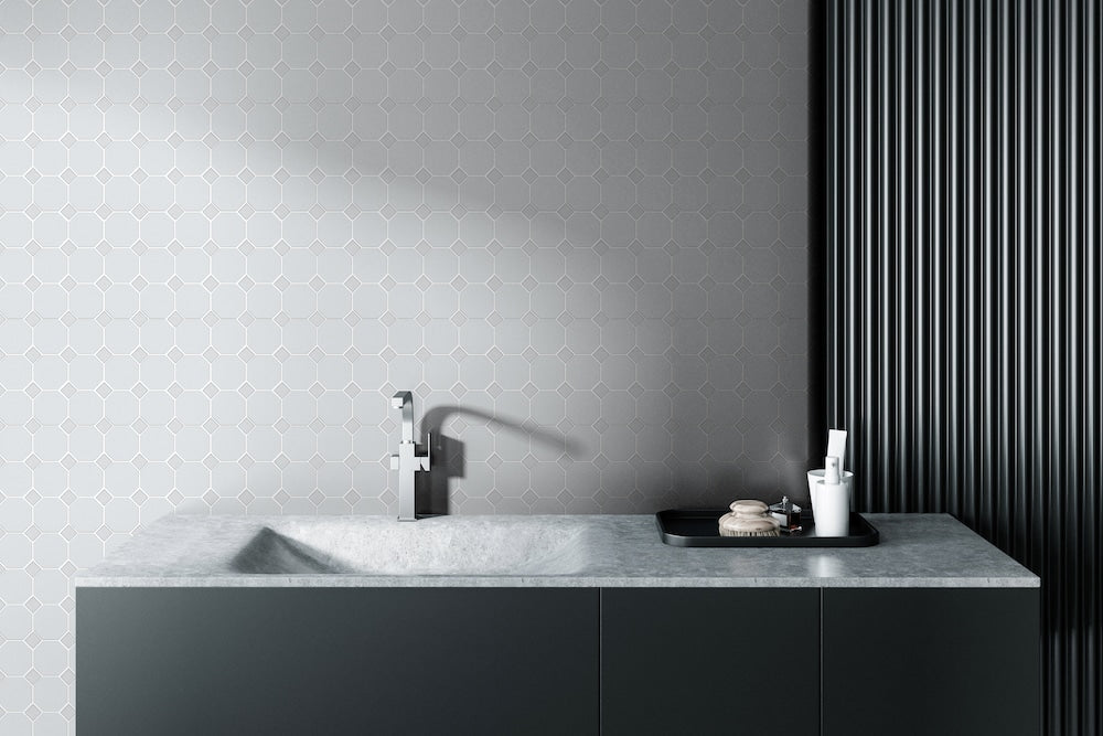 Octagon Matt White and Gloss Dot 297x297mm