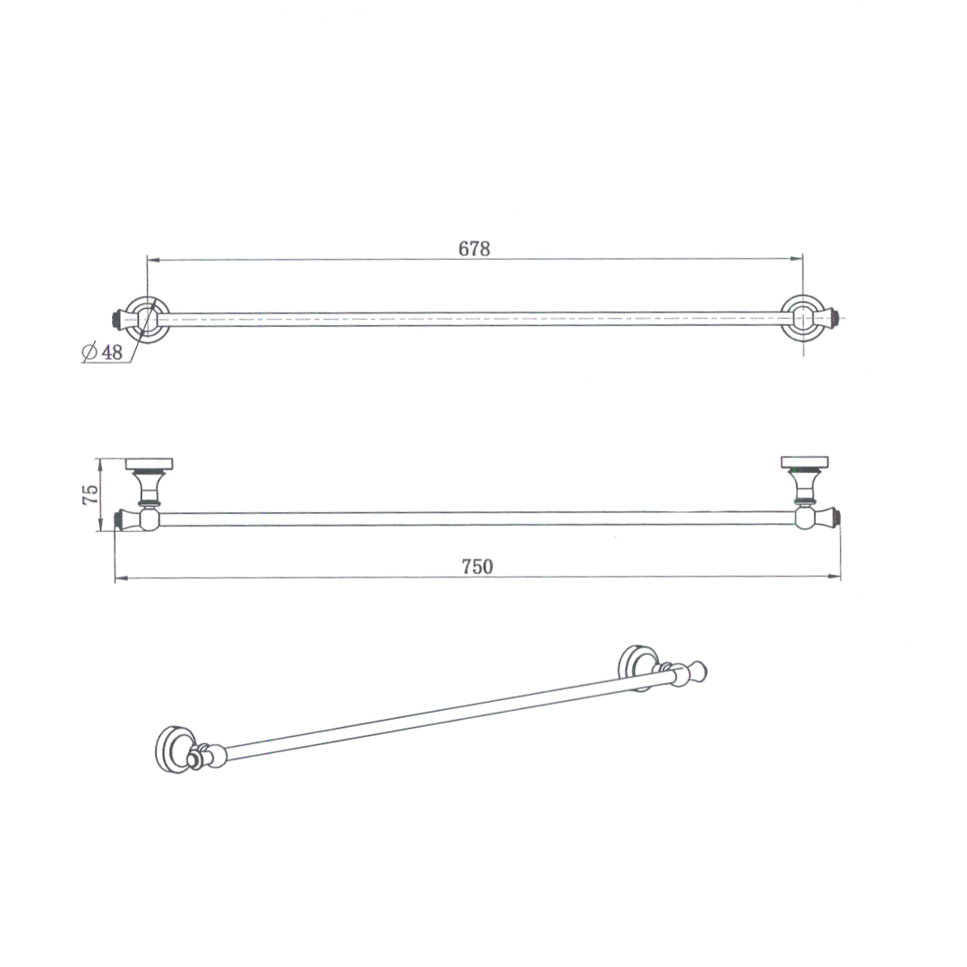 Medoc Single Towel Rail 750mm Brushed Bronze