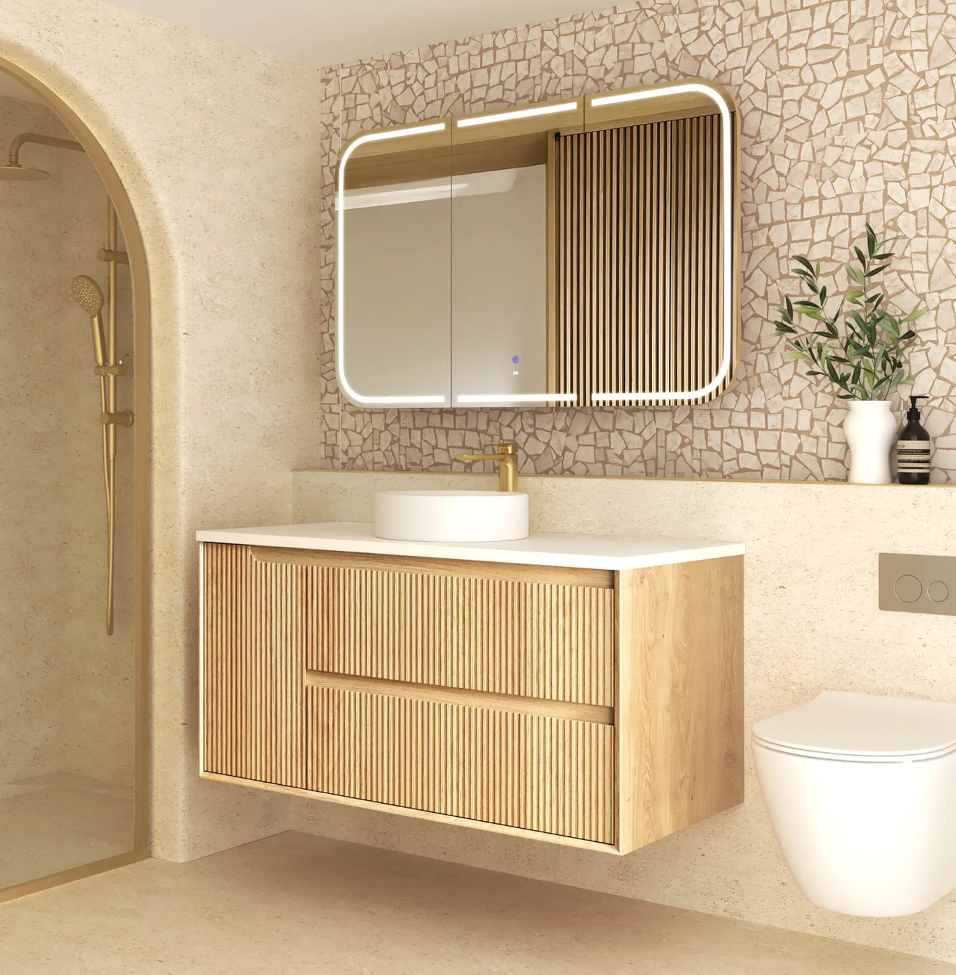 Fluted Byron Woodland Oak Single Vanity 1200mm