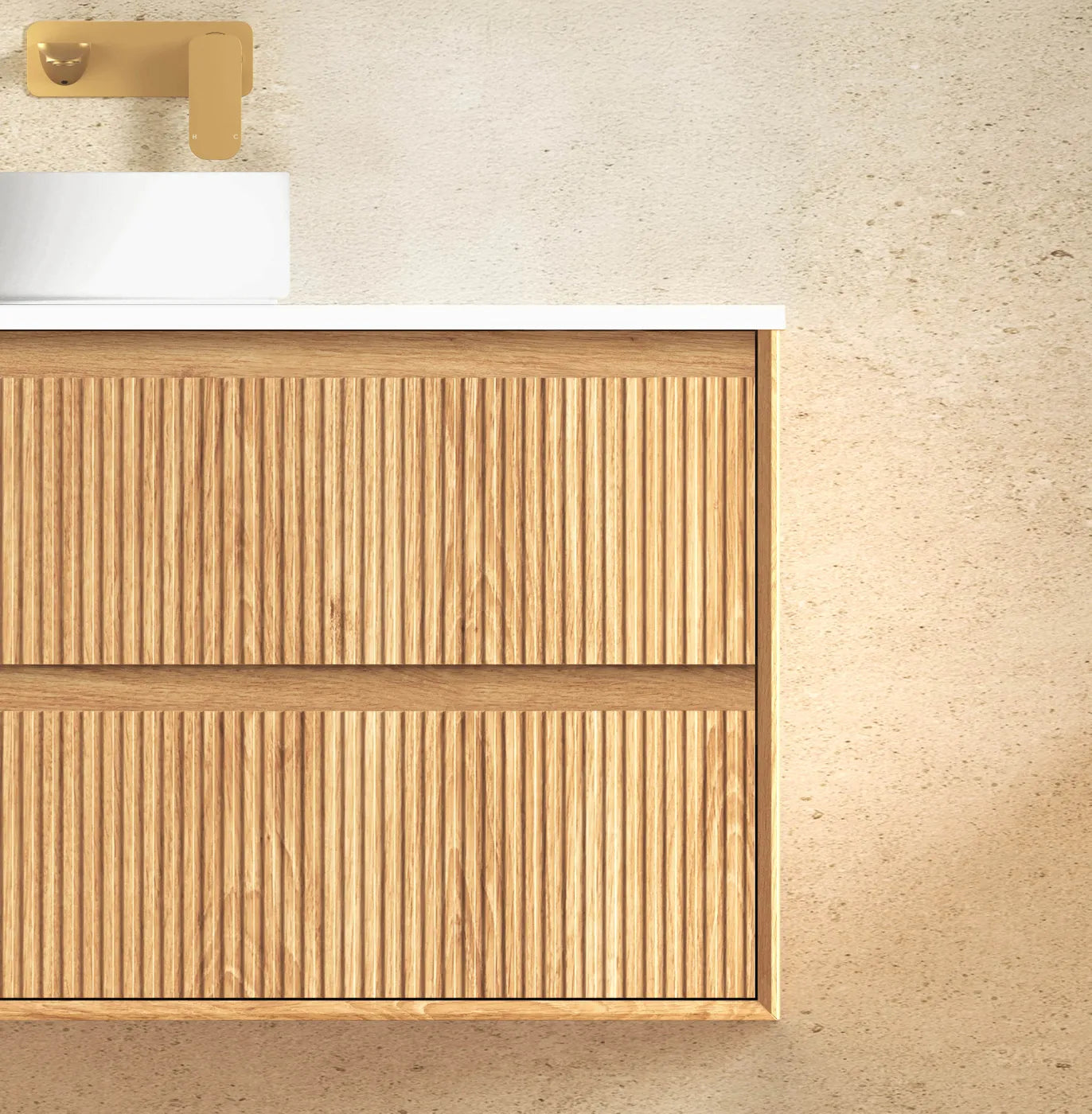 Fluted Byron Woodland Oak Single Vanity 1200mm