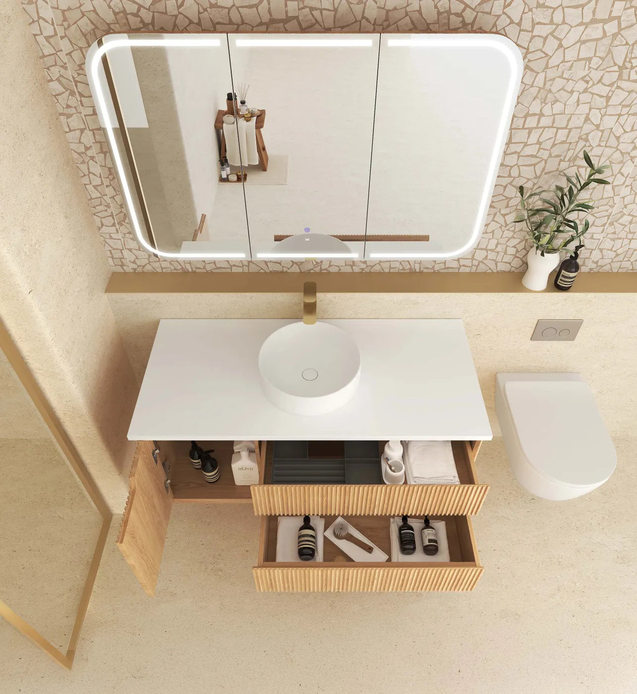Fluted Byron Woodland Oak Single Vanity 1200mm