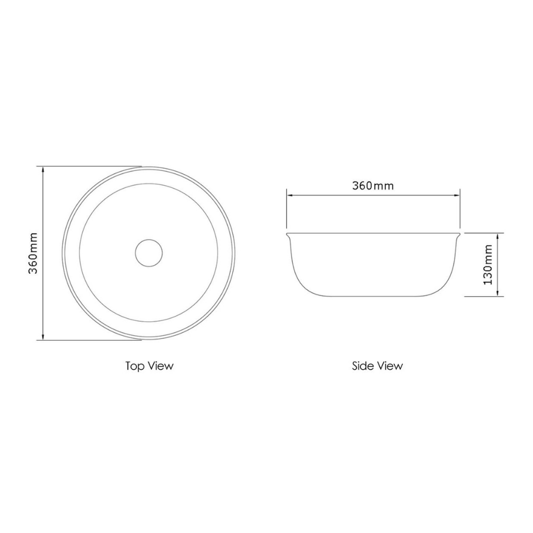 Bronte 360x360x130 Matte White Basin