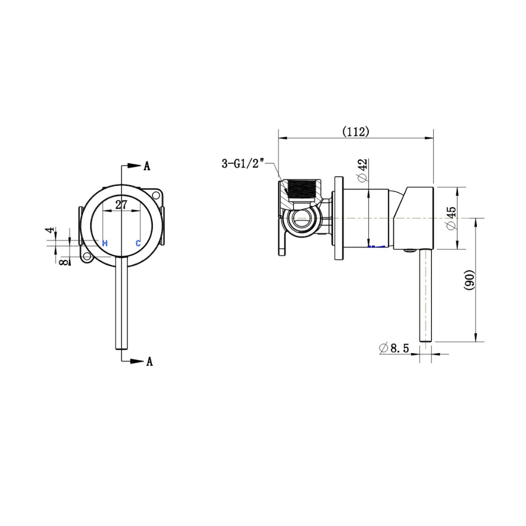 Star Mini Shower Mixer 60mm Matt Black