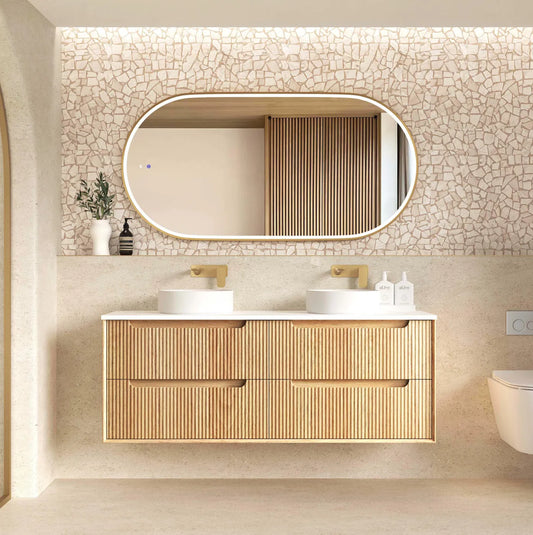 Fluted Byron Woodland Oak Double Vanity 1500mm