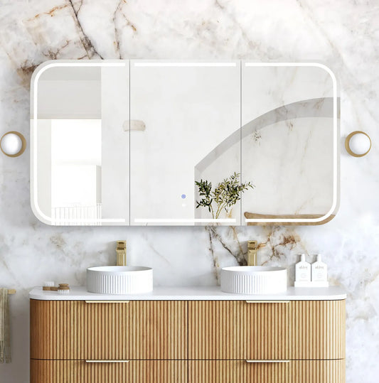 LED Newport 1500x750 Woodland Oak Shaving Cabinet