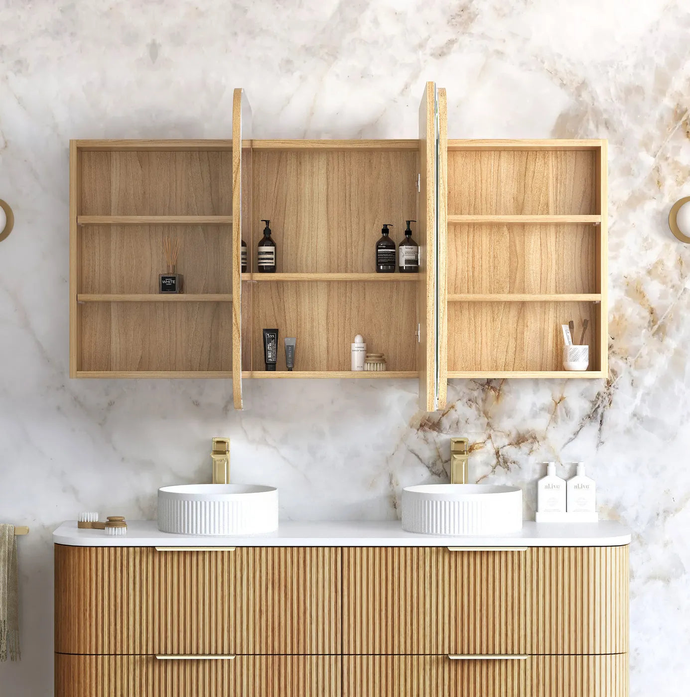 Newport 1500x750 Woodland Oak Shaving Cabinet